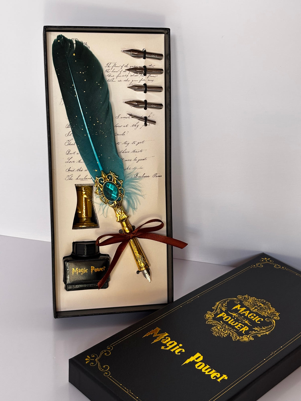 set-calligrafia-penna-oca-calamaio-inchiostro-nero-oro-verde-smeraldo-c-moon
