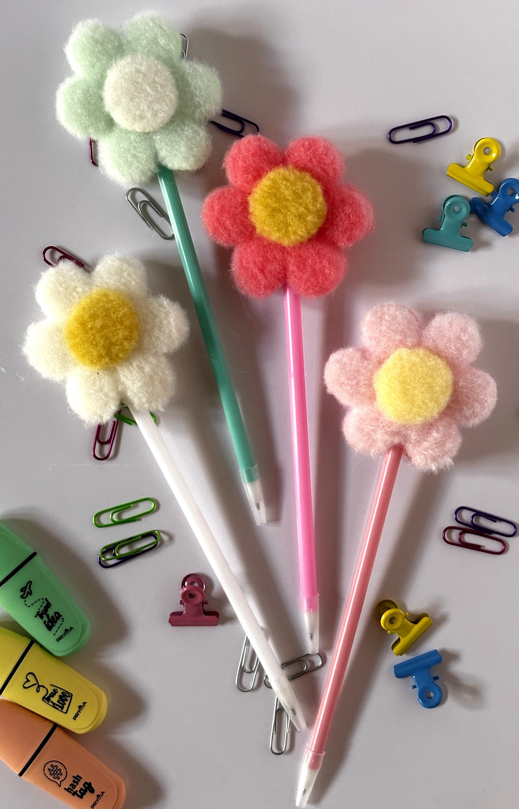 Set 4 Penne Margherita Soft Pompom - Collezione Flower Power
