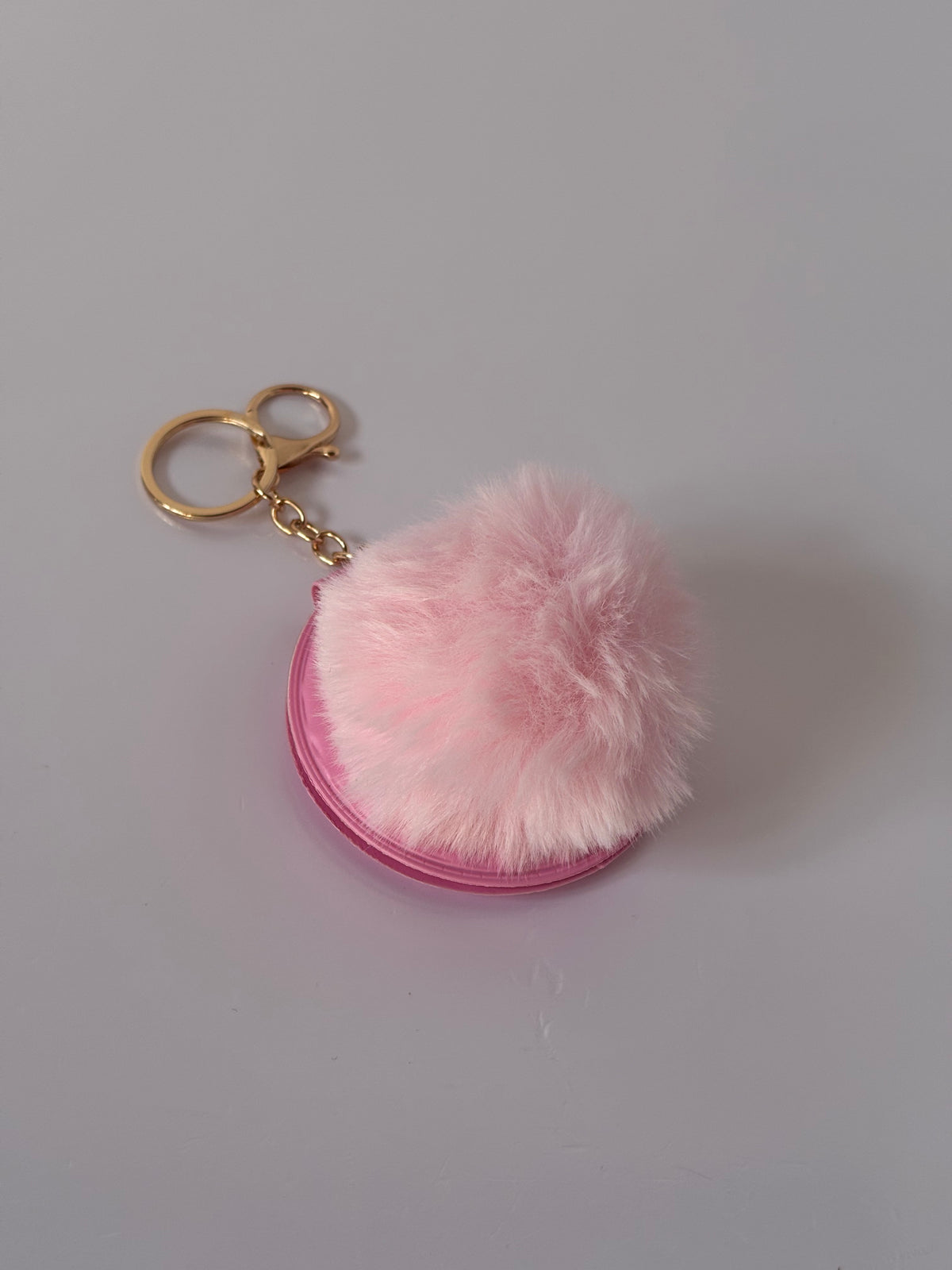 Portachiavi Specchietto compatto "Glow & Go" - Bag Charm con Pompon Soft Touch